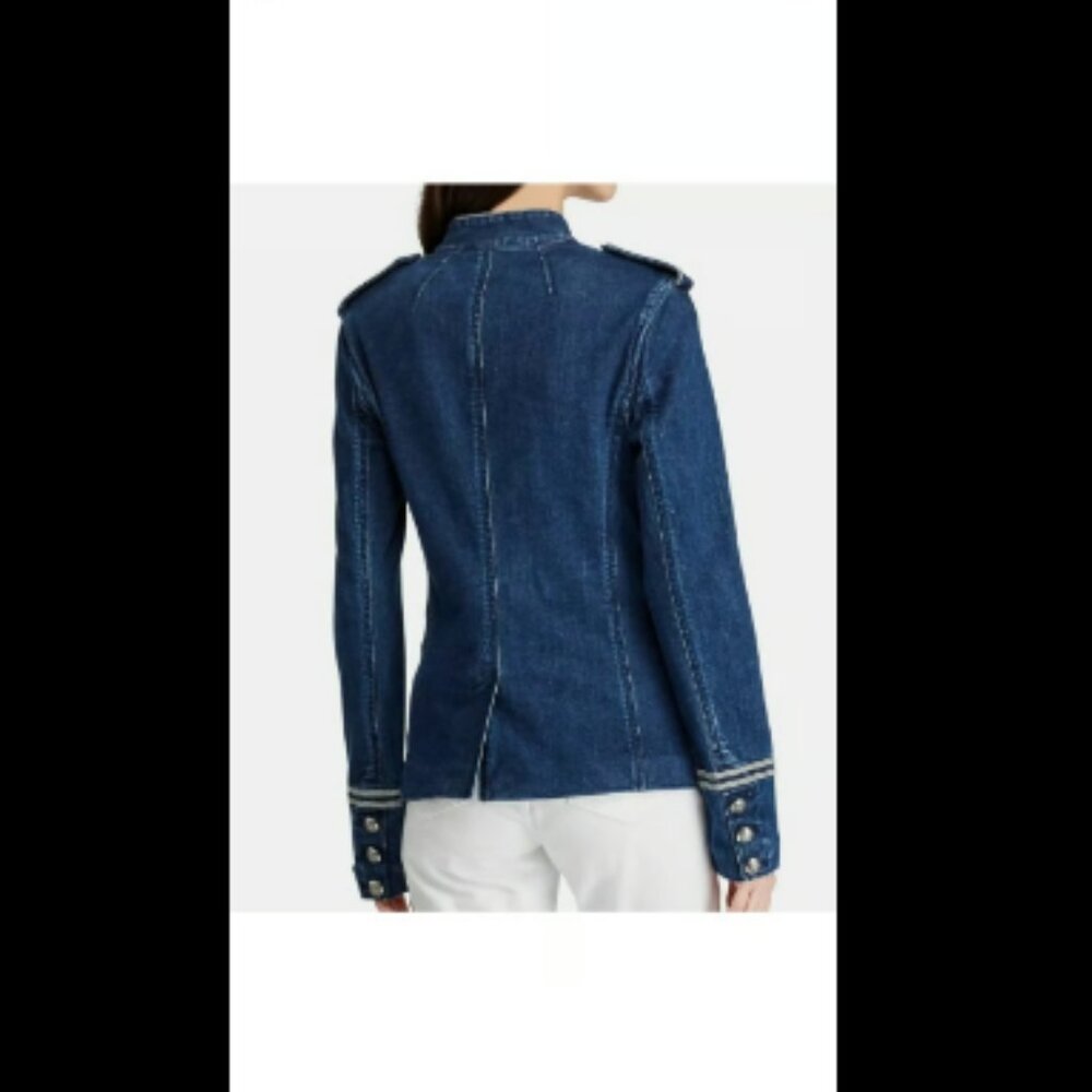 Lauren Ralph Lauren Bluestar Military Denim Jean Jacket. SZ 2 - Picture 2 of 5